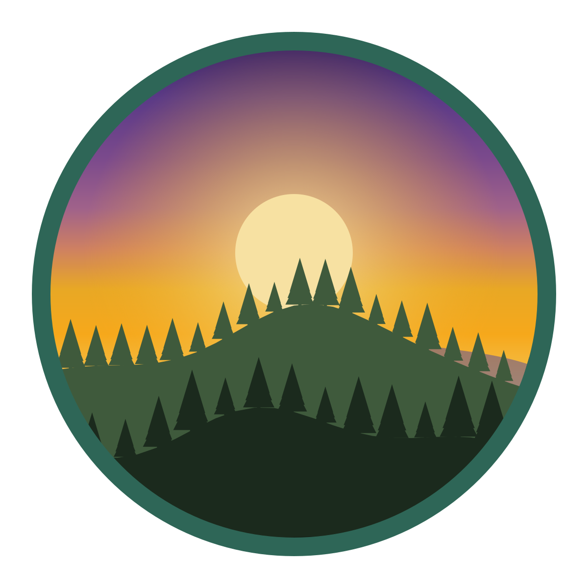 Wisconsin Safe Care Summit badge: a sunrise over a forested ridge.